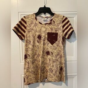 CUSTOM one of a kind Marauder’s Map Harry Potter Crew neck stretchy top sm/med